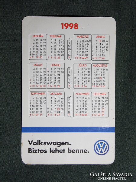 Kártyanaptár,Békéscsaba,Autó kőrös autókereskedés,Volkswagen transporter,1998  (4)