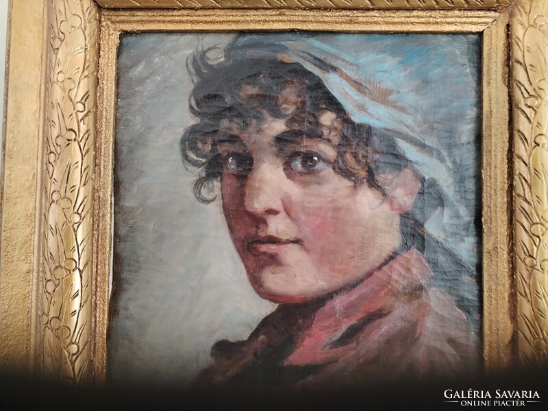 Szép női portréfestmény (Pállya Celesztin?) 46x48 cm kerettel