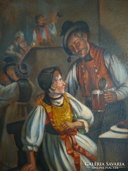 Nincs minimális  ár! 125 éves Holland zsánerkép!  LU1901 jelzéssel,  olaj/falemez.  66x47cm.