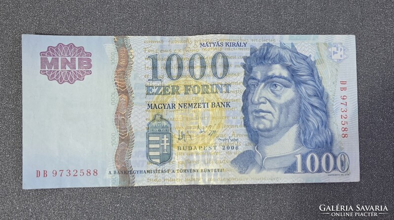Mátyás 1000Ft  2006, DB magas sorszám