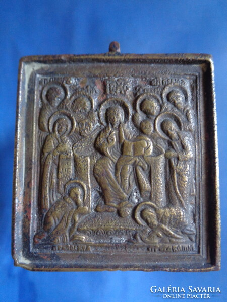 Kis orosz utazási ikon bronzból. 19. század