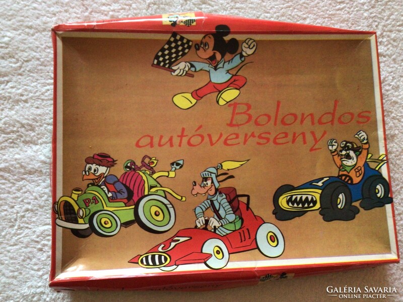 Bolondos autóverseny  - nagyon régi, vintage társasjáték Disney versenyzőkkel