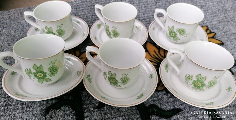 Hollóházi porcelán kávéskészlet, hibátlan