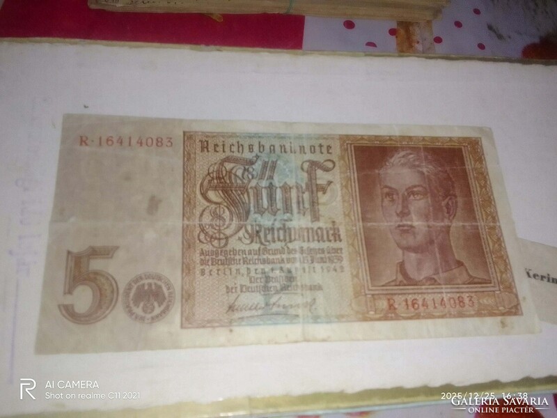 Öt márkás Német papírpénz 1942-ből