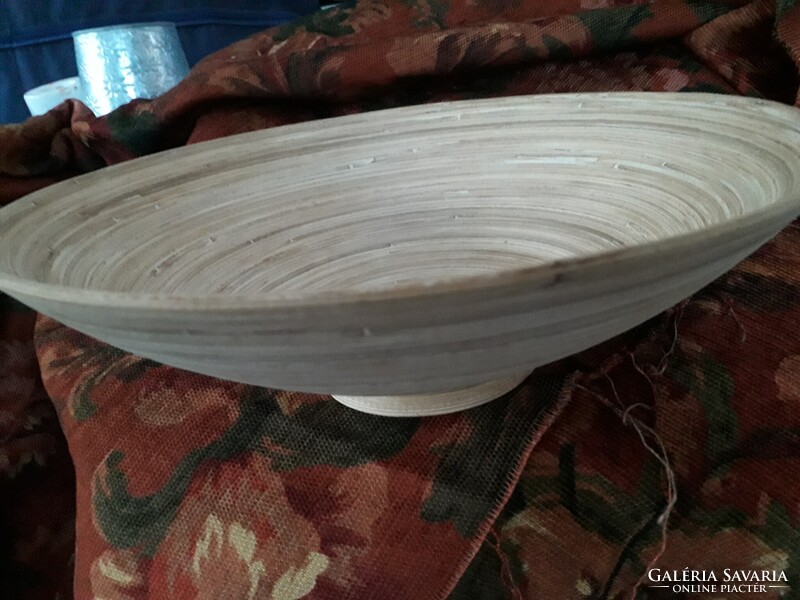 Dekoratív fa nagy natúr kínáló vagy gyümölcsös tál 30x10cm. hibátlan