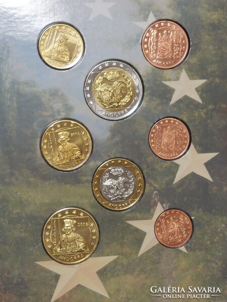 Próba veret forgalmi sor Andorra 2003. 1c-2E (8 db) dísztokban UNC (50)