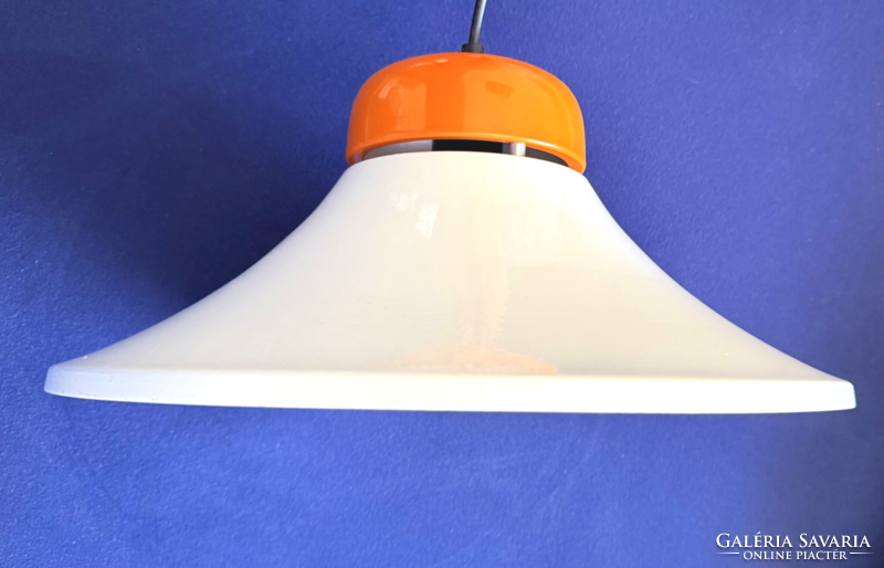 Ritka Space Age Ikon – Helios M500/F1 Zománcozott Függőlámpa (38,5 cm)