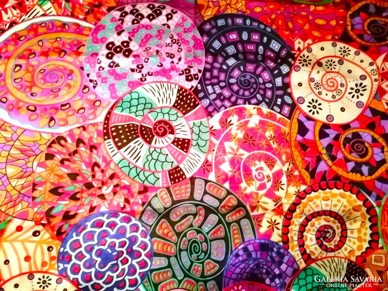Luxus francia selyem kendő 180x90 cm mandala virág mintás új nagy méretű női sál