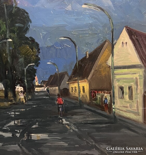 Gera Gyula (1915-1968) Este az utcán - Nagy méretű utcakép ábrázolás /számlát adunk hozzá/