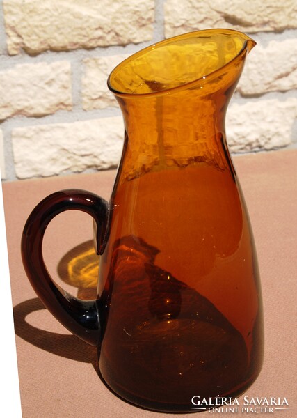 Rusztikus Provence-i borostyánszínű kancsó – francia, Biot stílus, 1960/1970-es évek