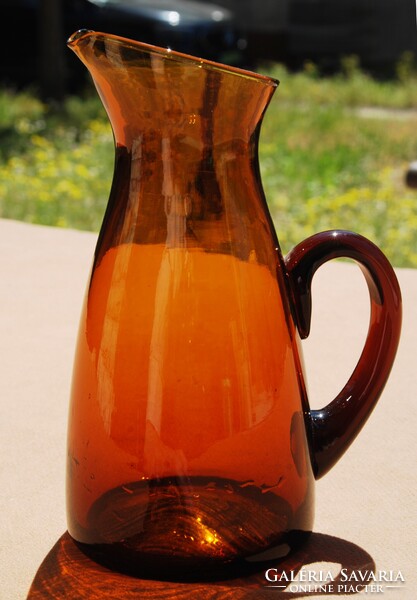 Rusztikus Provence-i borostyánszínű kancsó – francia, Biot stílus, 1960/1970-es évek