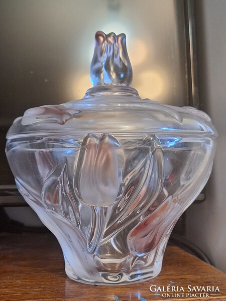 1980k.SZECESSZIÓS STILUSÚ JELZETT NÉMET WALTHER CRYSTAL BONBONIER 17cm hibátlan!