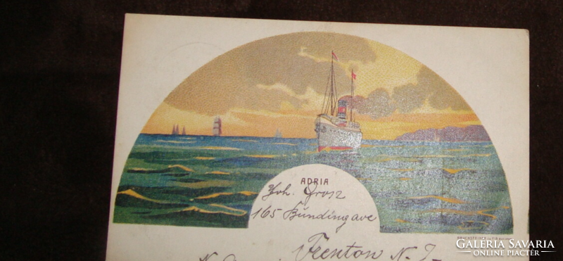 1915. Johann Grosz kivándorlási litho Németság Riz Fiume reklámmal a verzón