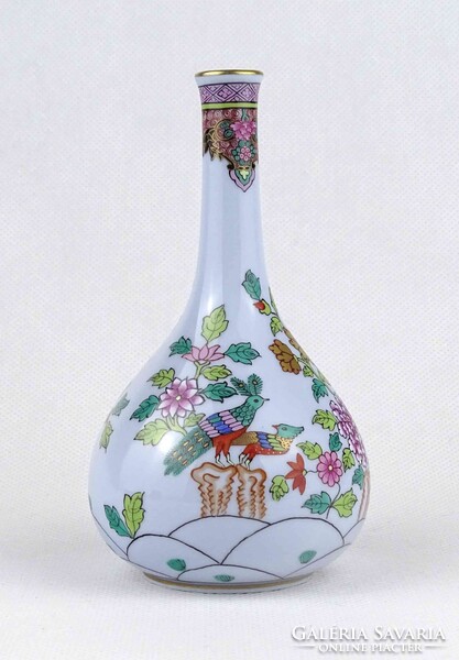 1Y651 Ritka kék színű pekingi páva (Paon de Peking) mintás Herendi porcelán váza 13 cm