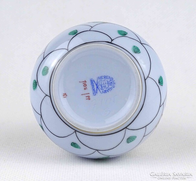 1Y651 Ritka kék színű pekingi páva (Paon de Peking) mintás Herendi porcelán váza 13 cm
