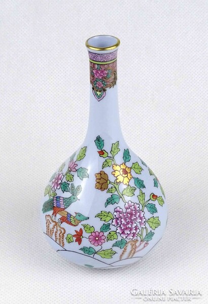 1Y651 Ritka kék színű pekingi páva (Paon de Peking) mintás Herendi porcelán váza 13 cm