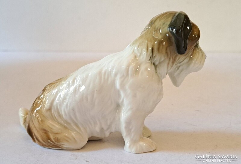Ens Volkstedt porcelán foxterrier kutya figura német jelzett porcelán 1950-es évek VITRIN ÁLLAPOT