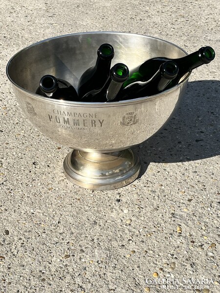 CHAMPAGNE CLUB - POMMERY Champagne 7 Palackos Ezüstözött Pezsgőhűtő Jégtál