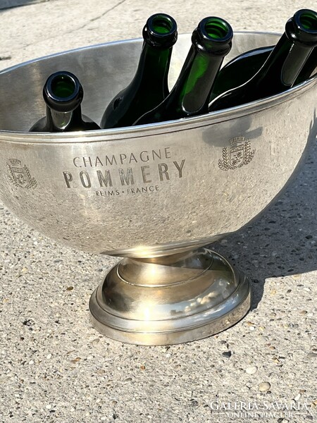 CHAMPAGNE CLUB - POMMERY Champagne 7 Palackos Ezüstözött Pezsgőhűtő Jégtál