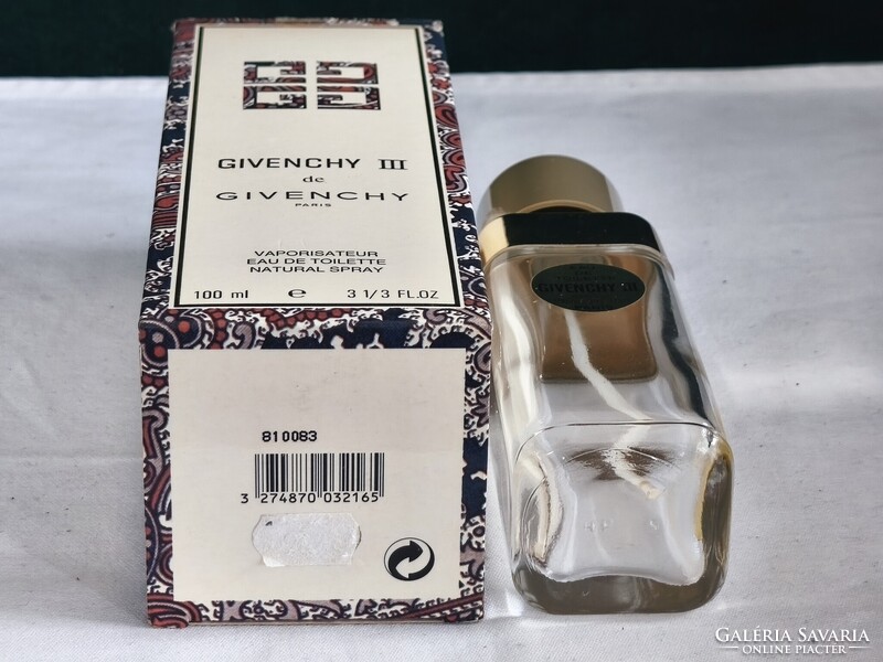 Vintage Givenchy III 100ml Üres Parfümös Üveg Dobozzal (1998, Fotex Címkés Ritkaság)