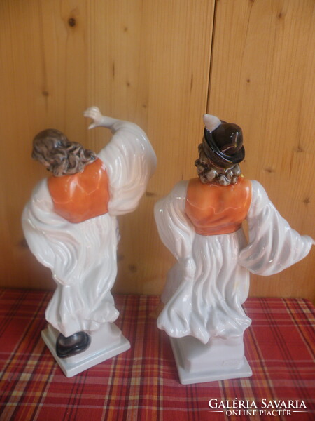 Herendi jelzett I o. 2 db. hibátlan porcelán Táncoló juhász, betyár
