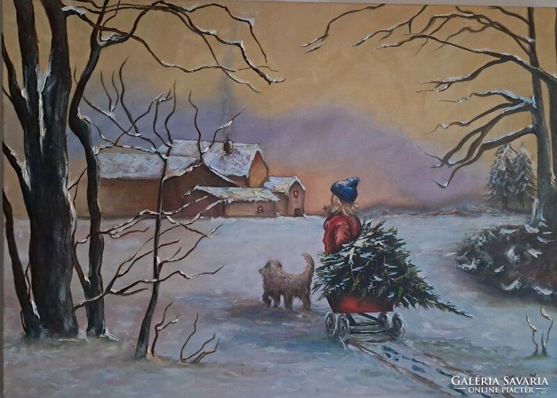 Hazafelé, olaj, vásznon