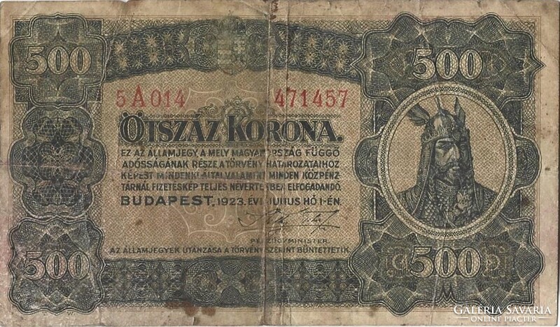 500 korona 1923 Nyomdahely nélkül 1.