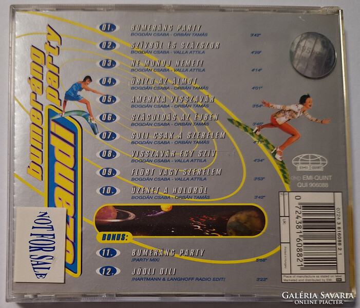 Szandi Bumeráng party zenei CD lemez, dedikált Biem/Artisjus 1996