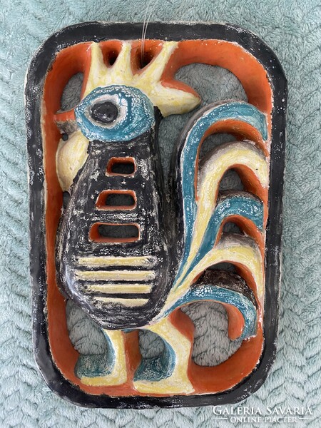 Kende Judit Kakas kerámia, 1960-as évek, kézzel formázott, áttört, samott. Hibátlan.Mérete: 20x30 cm