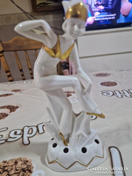 Régi art deco porcelán táncosnő / virágtartó, Günthersfeld, Theodor Degenrin