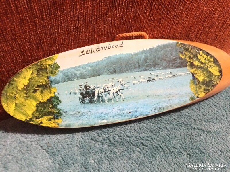 Szilvásvárad egyedi retro keményfa alapú falra akasztható dísz kép