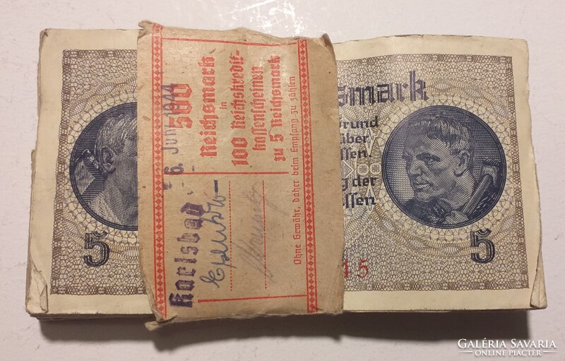 100 DARAB BIRODALMI 5 MÁRKÁS EREDETI BANKI SZALAGGAL