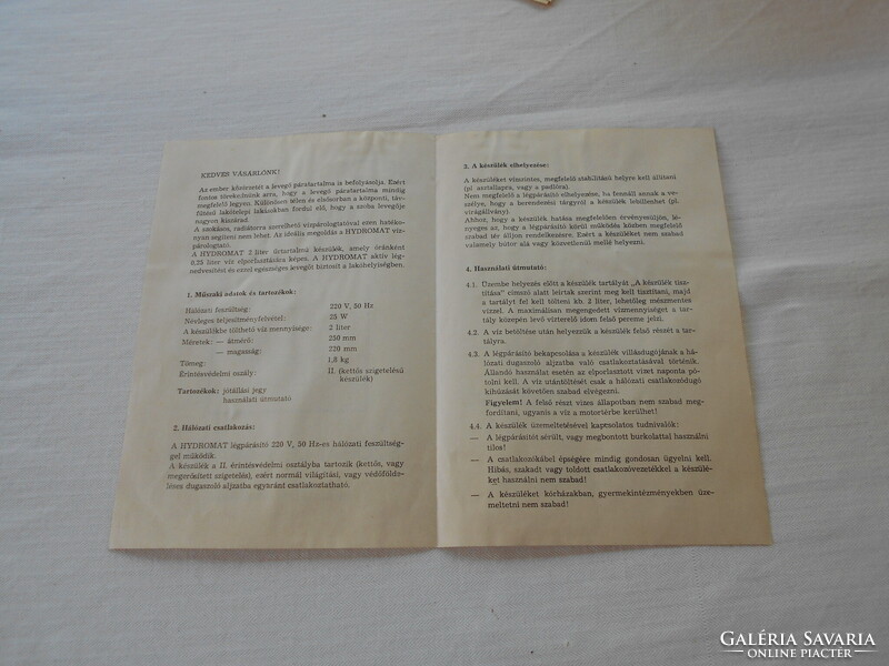 Retro HYDROMAT szobai légpárásító