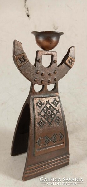 Art deco bronzírozott szobros gyertyatartó 158