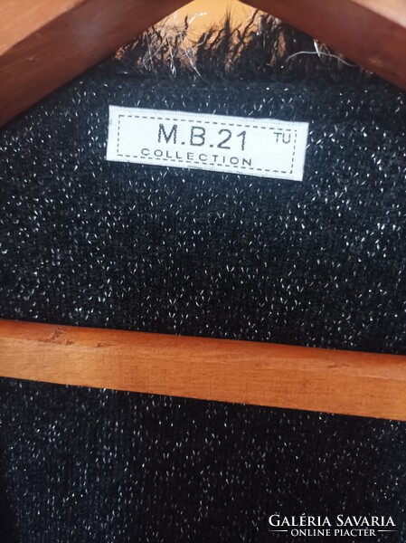 TU M. B. 21 collection Chanel tweed blézer jellegű fekete-ezüst rugalmas 42-44-es kis kabát