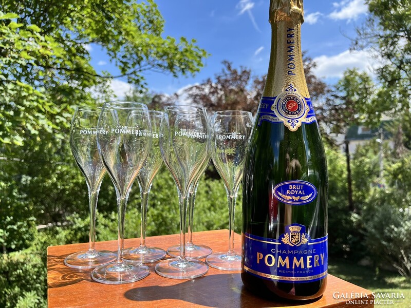 CHAMPAGNE CLUB - Pommery Champagne Ajándékszett – 6 Pezsgőspohár, Jégveder, Brut Royal Pezsgő
