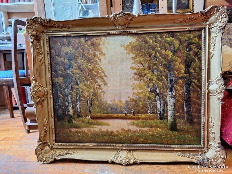 Antik JELZETT PÉCZELY ANTAL ??  FESTMÉNY 60x80 cm --ANTIK  KERETÉBEN