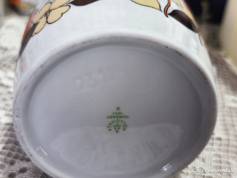 Antik Hollóházi porcelán likőrös készlet – Faragó Milada tervezte retro Flóra szett