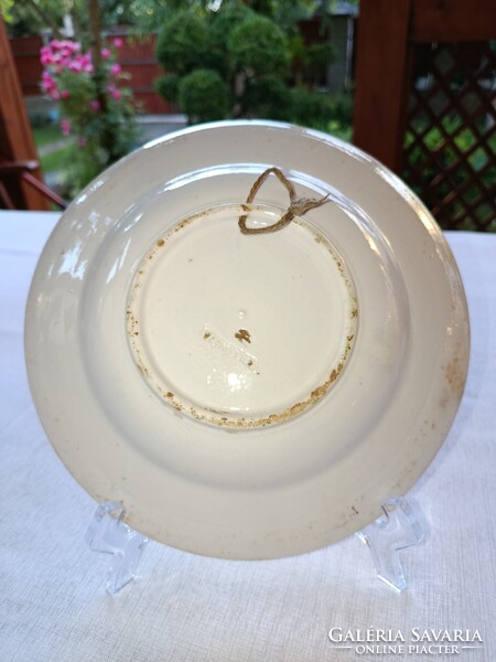 Collector's item! Antique 19th-century Hollóházi folk stoneware WALL PLATE