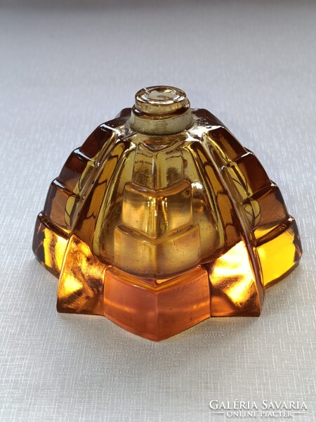 Borostyán színű art deco PARFÜMÖS ÜVEG