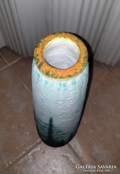 #2 SIMÓ Ágoston, nagyméretű samott váza, rendkívül ritka fazon és színállás (52,5cm) HIBÁTLAN!