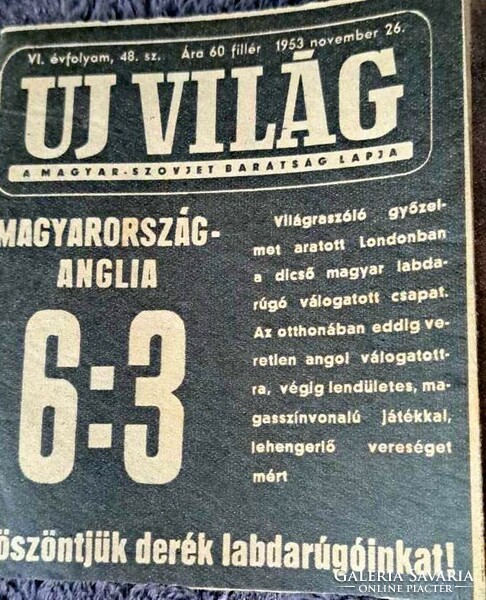 Aranycsapat 6:3 Emlékszám (1953) – Puskás, Bozsik, Grosics, eredeti kiadás”