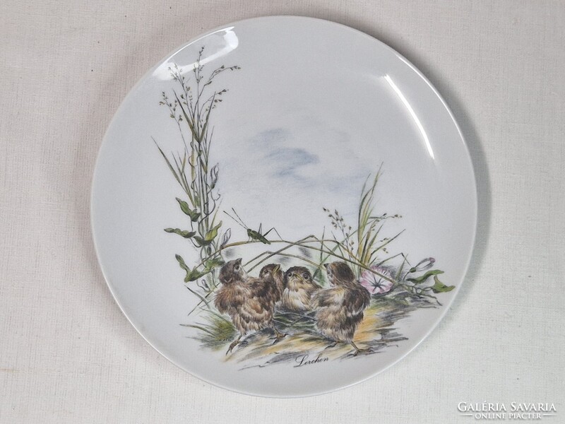 Ritka Hutschenreuther madár és szöcske motívumos porcelán tányér vagy falidísz hibátlan 20 cm.