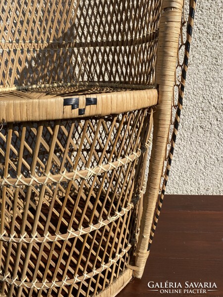 Vintage Pávafotel Boho Pávaszék Rattan Páva alakú Szék Nád Fotel Fonott Peacock Emmanuelle Chair