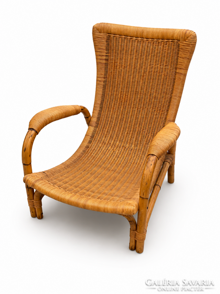 Ritka vintage ARCO lounge fotel – természetes rattan, organikus forma