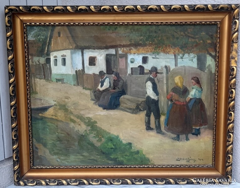 Zórád Géza 1929 falusi idill festmény