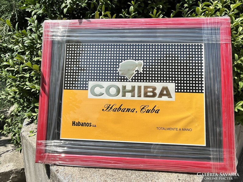 SZIVARKLUB - Keretezett eredeti COHIBA kubai szivarembléma – 1980-as évek