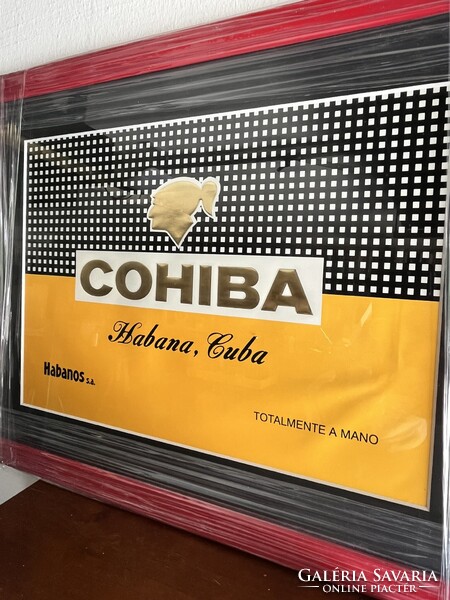 SZIVARKLUB - Keretezett eredeti COHIBA kubai szivarembléma – 1980-as évek
