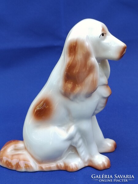 Retro régi hollóházi PORCELÁNFIGURA - spániel