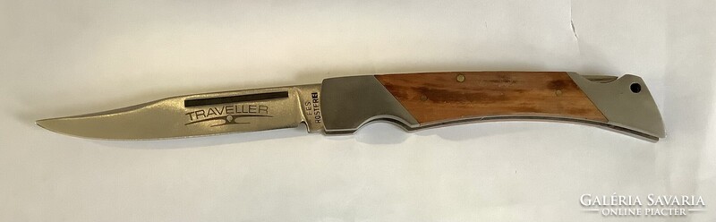 Zsebkés, bicska - fabetétes, 10,8 cm rozsdamentes acél penge, kb. 35 éve gyűjteményben, használatlan